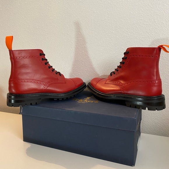 Tricker’s Junya Watanabe Red Calf Toe Cap Brogue Boots UK 7 US 8.5 - Picture 4 of 10